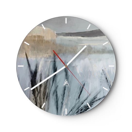Zegar ścienny - Zimowe pola - 30x30cm - Jasny Minimalizm Sztuka - Okrągły zegar na szkle - Nowoczeny Stylowy Zegar do salonu do kuchni - Cichy i Modny zegar ARTTOR