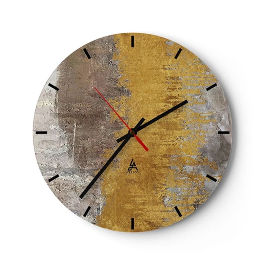 Zegar ścienny - Złocisty podmuch - 40x40cm - Abstrakcja Sztuka Art Deco - Okrągły zegar ścienny - Nowoczeny Stylowy Zegar do salonu do kuchni - Cichy i Modny zegar ARTTOR