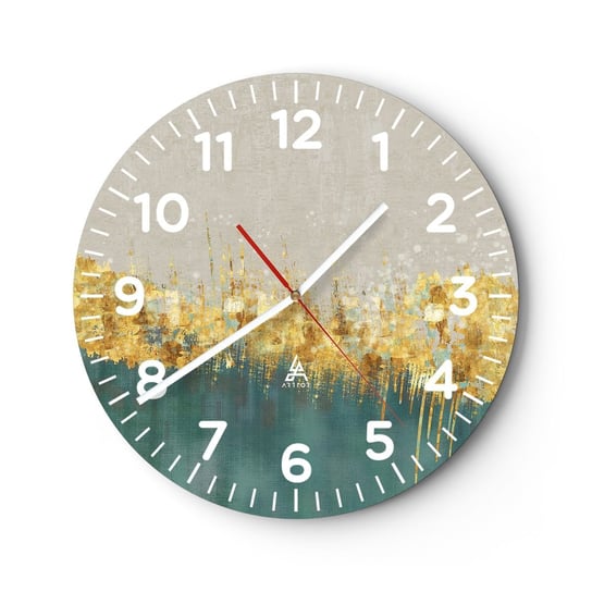 Zegar ścienny - Złota granica - 30x30cm - Art Deco Sztuka Pastelowe - Okrągły zegar ścienny - Nowoczeny Stylowy Zegar do salonu do kuchni - Cichy i Modny zegar ARTTOR