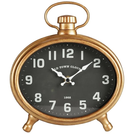 Zegar ścienny złoty czarny budzik 20,5x24 cm Vilde