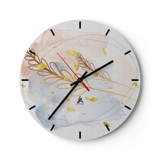 Zegar ścienny - Złoty podmuch - 30x30cm - Jasny Minimalistyczny Nowoczesny - Okrągły zegar na szkle - Nowoczeny Stylowy Zegar do salonu do kuchni - Cichy i Modny zegar ARTTOR