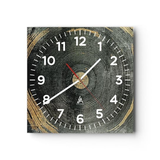 Zegar ścienny - Zmiana i trwanie - 40x40cm - Ciemny Drewno Art Deco - Kwadratowy zegar szklany - Nowoczeny Stylowy Zegar do salonu do kuchni - Cichy i Modny zegar ARTTOR
