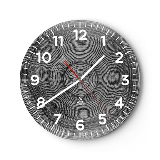 Zegar ścienny - Znak czasu - 40x40cm - Drzewo Pień Słoje Drzewa - Okrągły zegar szklany - Nowoczeny Stylowy Zegar do salonu do kuchni - Cichy i Modny zegar ARTTOR