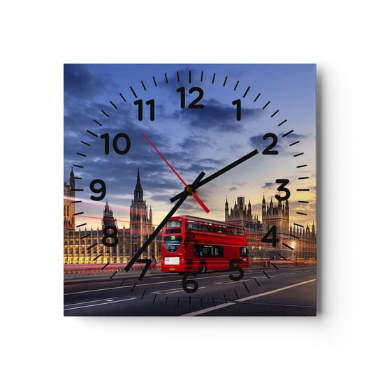 Zegar ścienny - Znaki szczególne - 30x30cm - Miasto Londyn Architektura - Kwadratowy zegar ścienny - Nowoczeny Stylowy Zegar do salonu do kuchni - Cichy i Modny zegar ARTTOR