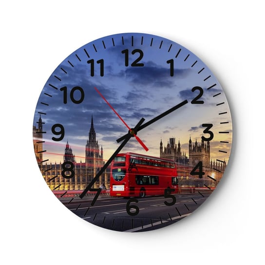 Zegar ścienny - Znaki szczególne - 30x30cm - Miasto Londyn Architektura - Okrągły zegar ścienny - Nowoczeny Stylowy Zegar do salonu do kuchni - Cichy i Modny zegar ARTTOR