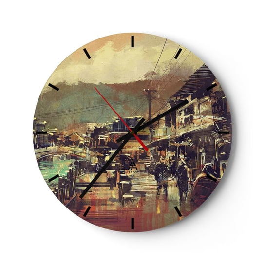 Zegar ścienny - Życie jako bogactwo szarości - 40x40cm - Krajobraz Chiny Architektura - Okrągły zegar ścienny - Nowoczeny Stylowy Zegar do salonu do kuchni - Cichy i Modny zegar ARTTOR