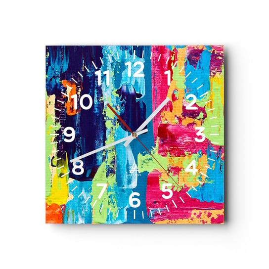 Zegar ścienny - Życie jest piękne! - 30x30cm - Abstrakcja Grafika Sztuka - Kwadratowy zegar ścienny - Nowoczeny Stylowy Zegar do salonu do kuchni - Cichy i Modny zegar ARTTOR