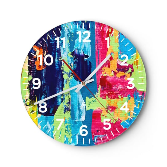 Zegar ścienny - Życie jest piękne! - 30x30cm - Abstrakcja Grafika Sztuka - Okrągły zegar ścienny - Nowoczeny Stylowy Zegar do salonu do kuchni - Cichy i Modny zegar ARTTOR