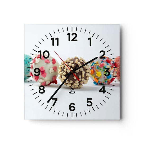 Zegar ścienny - Życie może być słodkie - 30x30cm - Słodycze Cukierki Kolorowe Lizaki - Kwadratowy zegar ścienny - Nowoczeny Stylowy Zegar do salonu do kuchni - Cichy i Modny zegar ARTTOR