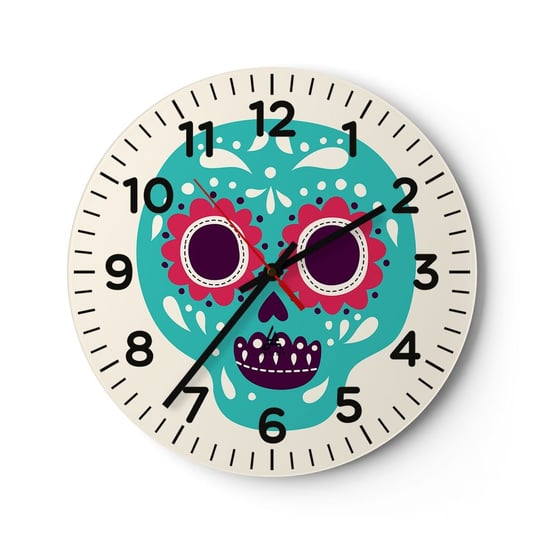 Zegar ścienny - Życie – zabawa aż do śmierci - 30x30cm - Czaszka Meksyk Meksykański - Okrągły zegar ścienny - Nowoczeny Stylowy Zegar do salonu do kuchni - Cichy i Modny zegar ARTTOR