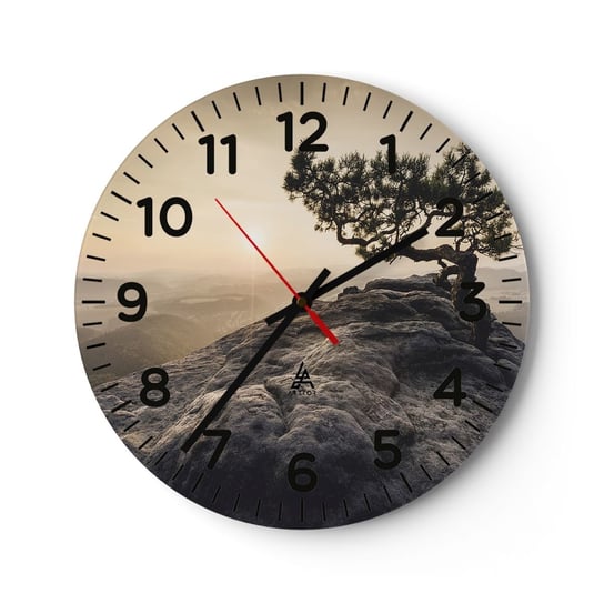 Zegar ścienny - Życie zawsze zwycięża - 30x30cm - Krajobraz Górski Sosna Góry - Okrągły zegar ścienny - Nowoczeny Stylowy Zegar do salonu do kuchni - Cichy i Modny zegar ARTTOR