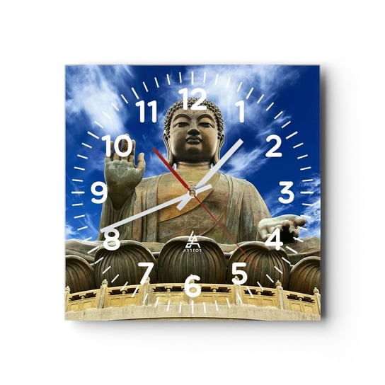 Zegar ścienny - Żyj bez strachu - 30x30cm - Budda Religia Azja - Kwadratowy zegar ścienny - Nowoczeny Stylowy Zegar do salonu do kuchni - Cichy i Modny zegar ARTTOR