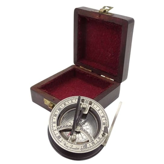 Zegar Słoneczny z Kompasem w pudełku drewnianym GIFTDECO