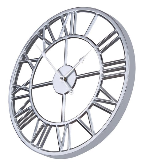 Zegar srebrny nowoczesny loft 60 cm 43-221 Sofer
