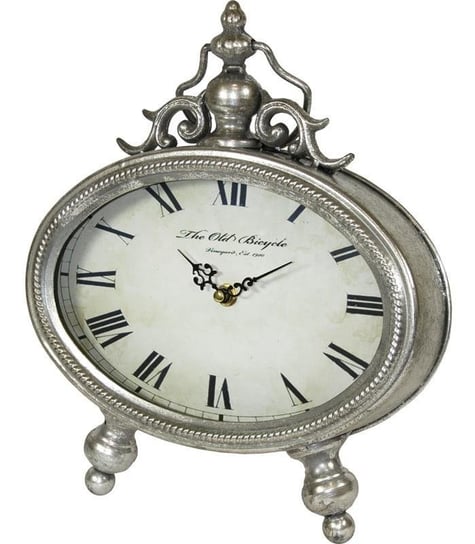 Zegar stojący retro, srebrny, 26x6x30 cm Art-Pol