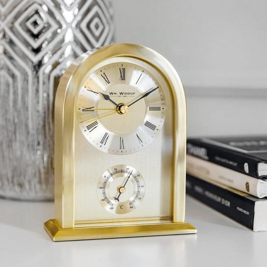 Zegar Stojący Złoty Metalowy Z Termometrem Klasyczny Inna marka