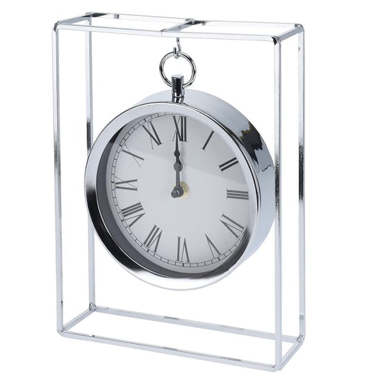 Zegar stołowy metalowy srebrny H&S Decoration