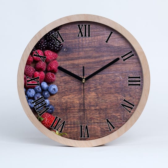 Zegar stylowy z drewna duży owoce leśne fi 30 cm, Tulup Tulup