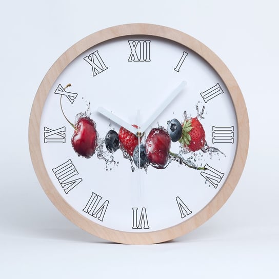 Zegar stylowy z drewna duży owoce leśne fi 30 cm, Tulup Tulup