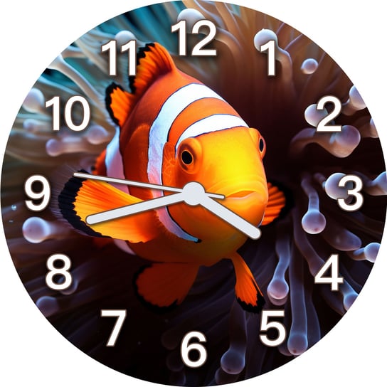Zegar szklany na ścianę ryba pod wodą złota rybka dla dzieci 30x30 cm Szklany zegar ścienny