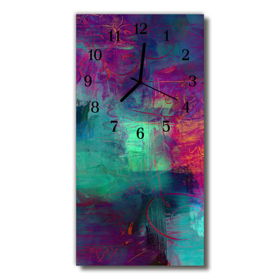 Zegar szklany pionowy Abstrakcja linie kolorowy Tulup