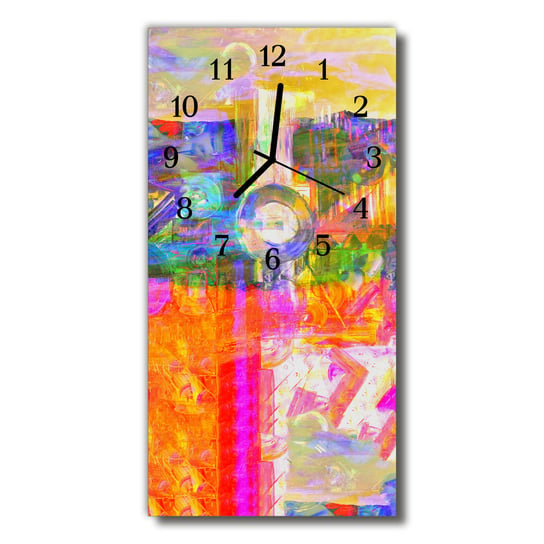 Zegar szklany pionowy Chaos malowany kolorowy Tulup