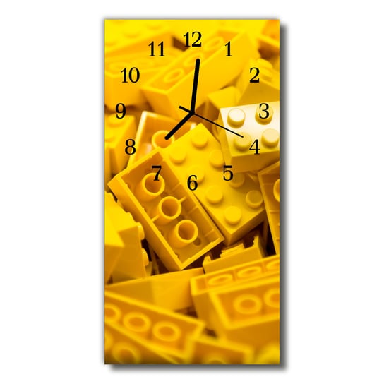 Zegar szklany pionowy Klocki lego żółty Tulup