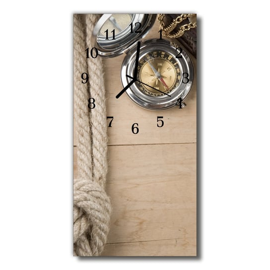 Zegar szklany pionowy Kompas drewno beżowy Tulup