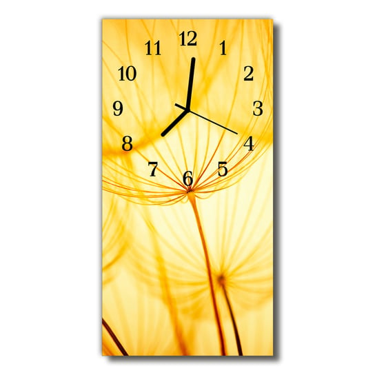 Zegar szklany pionowy Kwiaty Dmuchawiec żółty Tulup