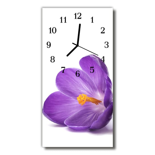 Zegar szklany pionowy Kwiaty Krokus Tulup