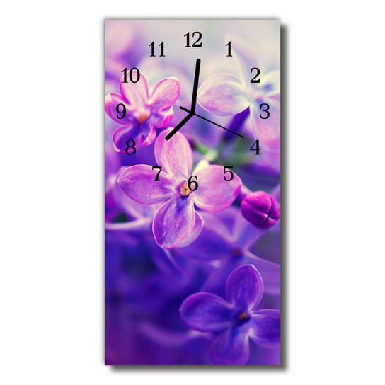 Zegar szklany pionowy Kwiaty Kwiaty purpurowy Tulup