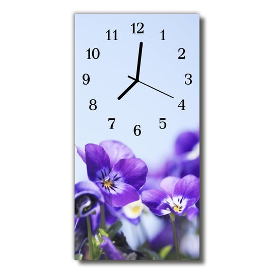 Zegar szklany pionowy Kwiaty Kwiaty purpurowy Tulup
