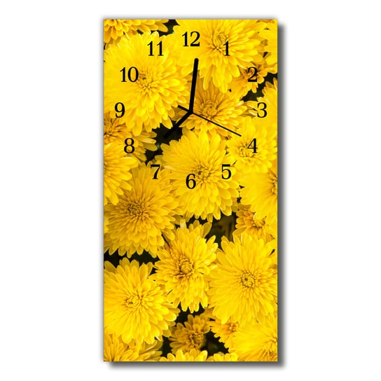 Zegar szklany pionowy Kwiaty Kwiaty żółty Tulup