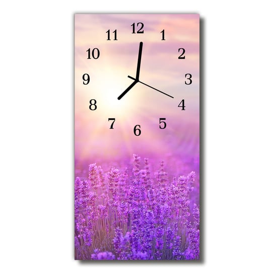Zegar szklany pionowy Kwiaty Lawenda purpurowy Tulup