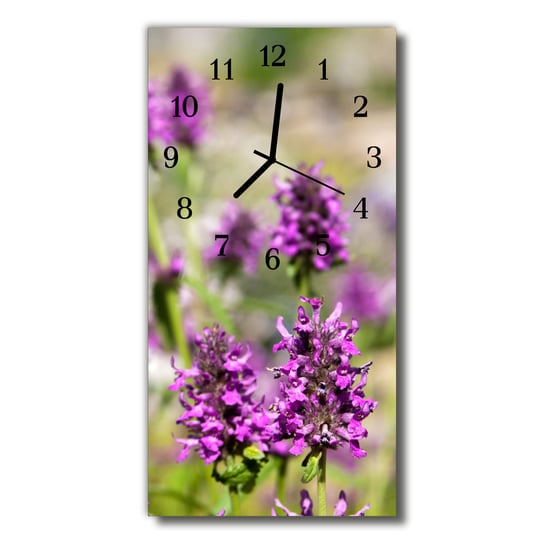 Zegar szklany pionowy Kwiaty Natura kolorowy Tulup