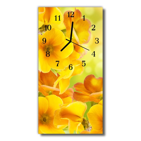 Zegar szklany pionowy Kwiaty Natura płatki żółty Tulup
