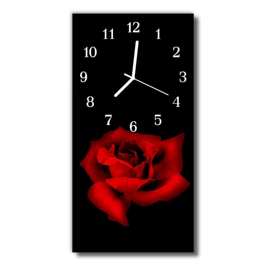 Zegar szklany pionowy Kwiaty Róża czerwony Tulup