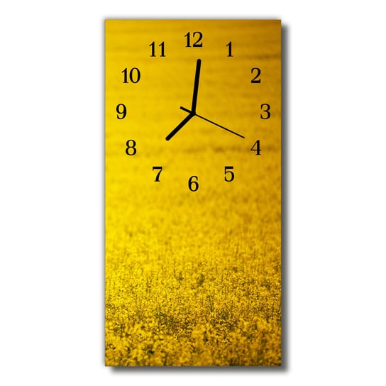 Zegar szklany pionowy Kwiaty Rzepak pole żółty Tulup