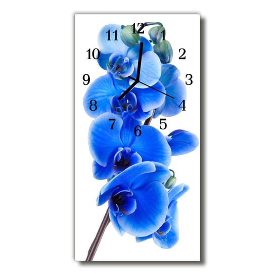 Zegar szklany pionowy Kwiaty Storczyk niebieski Tulup
