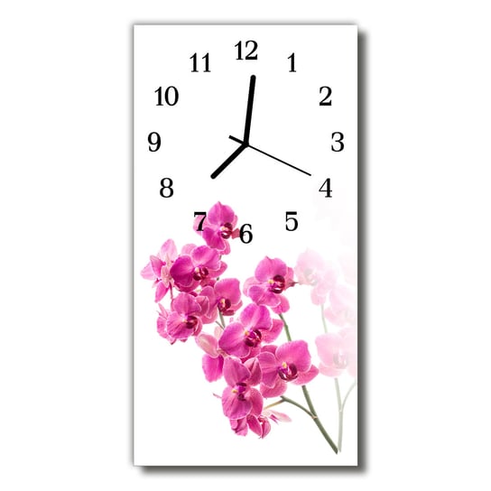 Zegar szklany pionowy Kwiaty Storczyki kolorowy Tulup