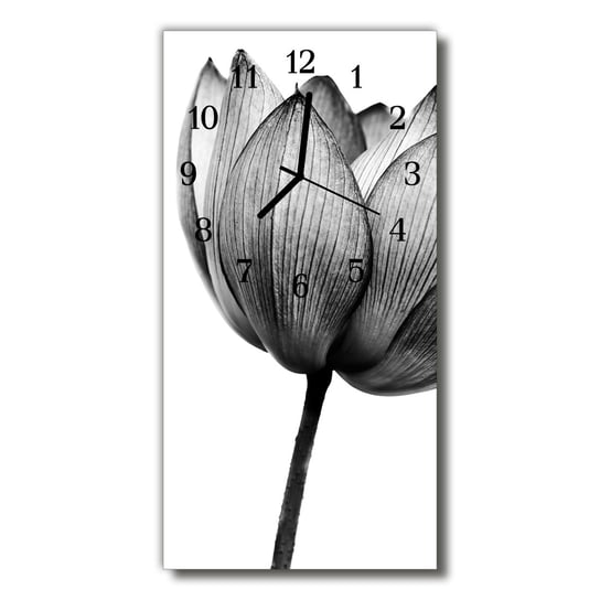 Zegar szklany pionowy Kwiaty Tulipan szary Tulup