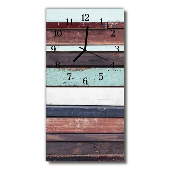 Zegar szklany pionowy Listwy drewniane kolorowy Tulup