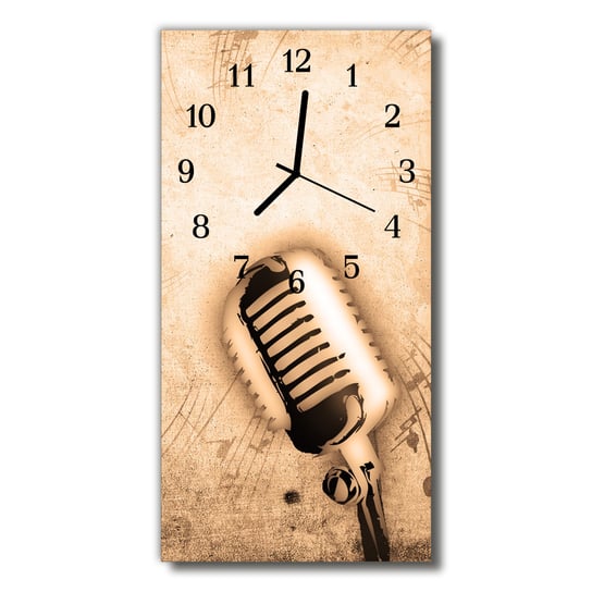 Zegar szklany pionowy Muzyka Mikrofon beżowy Tulup