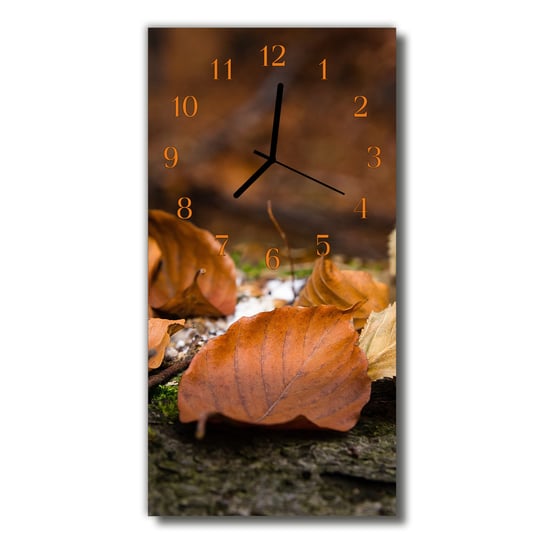 Zegar szklany pionowy Natura Jesień brązowy Tulup