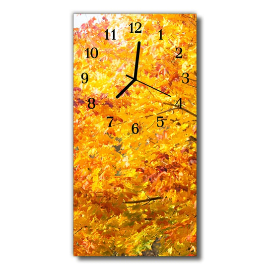 Zegar szklany pionowy Natura Jesień złoto Tulup