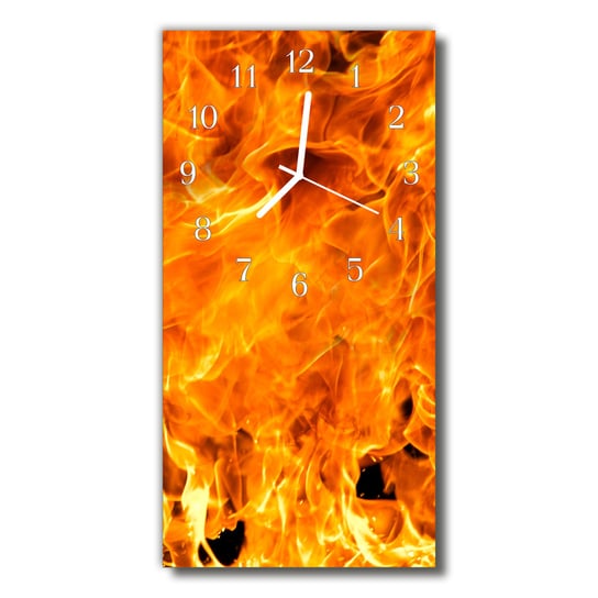 Zegar szklany pionowy Ogień płomień kolorowy Tulup