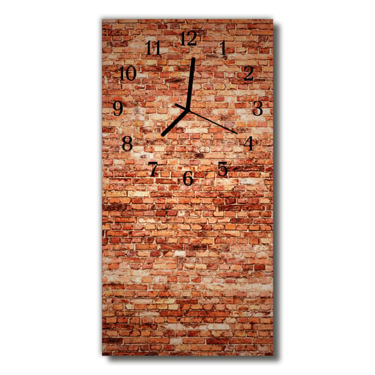 Zegar szklany pionowy Ściana cegła pomarańczowy Tulup