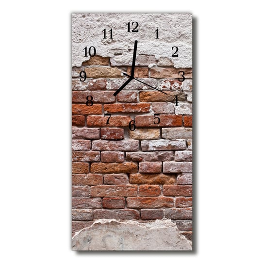 Zegar szklany pionowy Ściana mur cegła czerwona Tulup