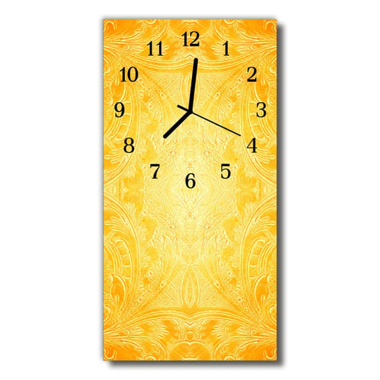 Zegar szklany pionowy Sztuka Abstrakcja żółty Tulup