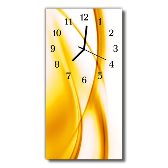 Zegar szklany pionowy Sztuka Fala linie żółty Tulup